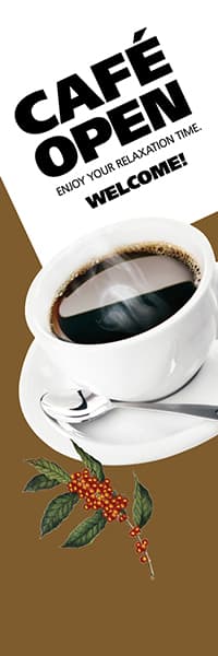 【PAC751】CAFE OPEN斜め文字（茶）